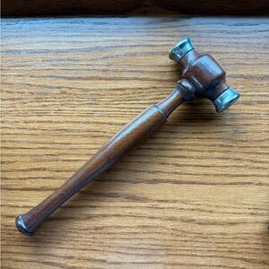Antique Wooden Gavel with Silver Accents
